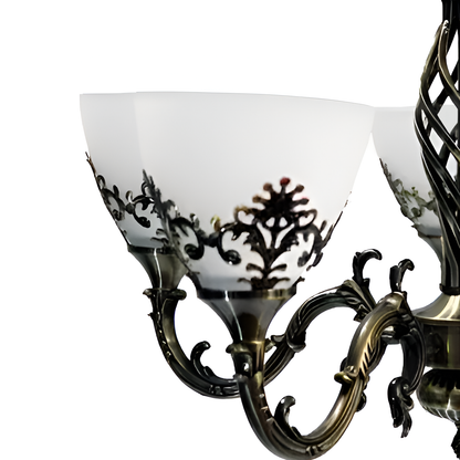 Rustikální lustr COTTAGE, 5XE27, starožitný bronz, kov a sklo Classic Candelabra Výchozí název Alessandro Design