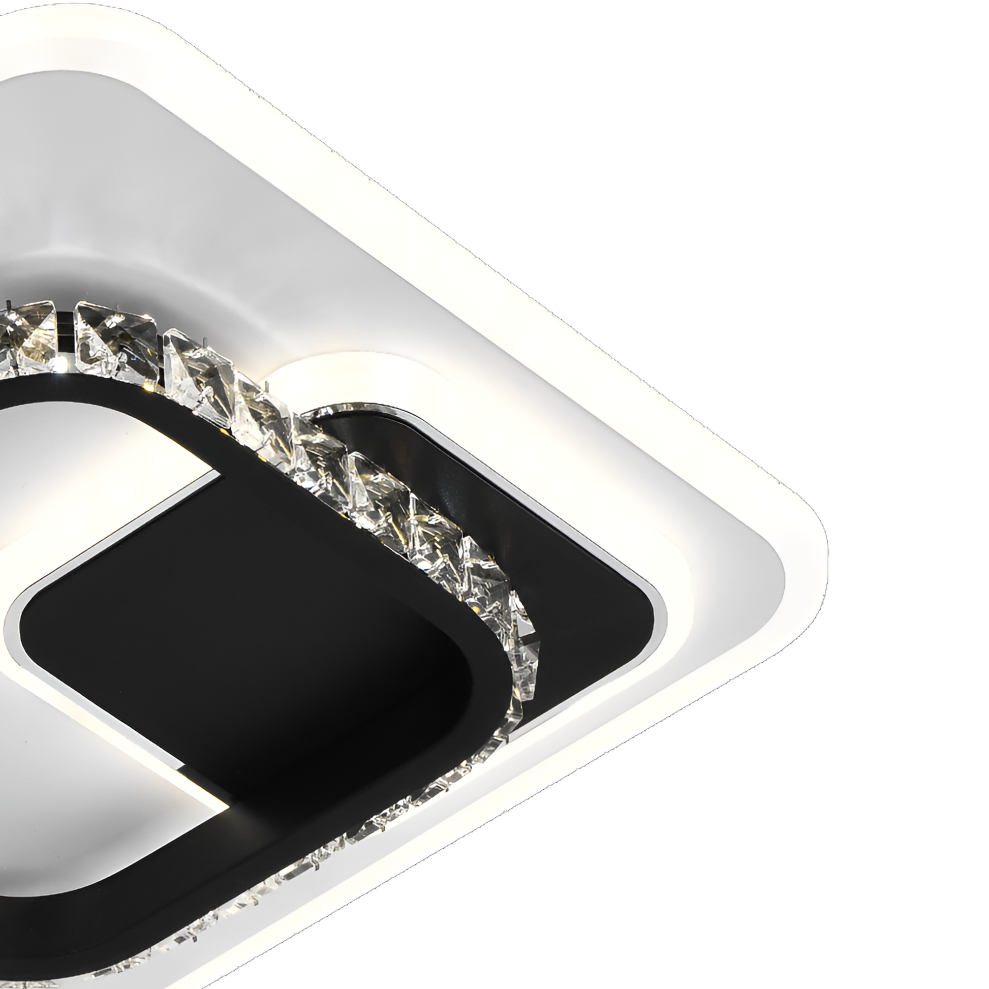 Křišťálový LED lustr ARIELLA 39W, čtvercový, studené/teplé/neutrální světlo, černé LED lustry Výchozí název Alessandro Design