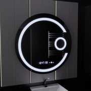 LED kulaté zrcadlo, 22 W, 70 cm, Visio MotionGlow Marcello, systém odmlžování, hodiny a teploměr, kosmetická lupa, stmívatelná Marcello zrcadla Výchozí název Alessandro Design