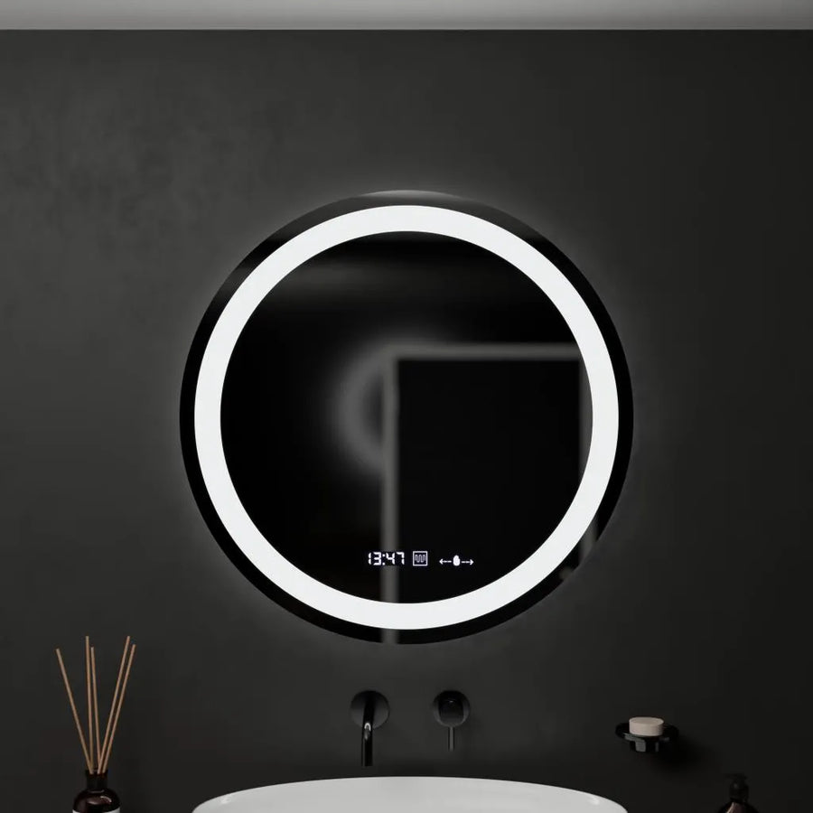 Kulaté LED zrcadlo, 60 cm, Celeste MotionGlow Marcello, Demister System, Hodiny & Teploměr, Stmívatelné, Teplé Neutrální Studené světlo 3000K/4000K/6000K Zrcadla Marcello Výchozí název Alessandro Design