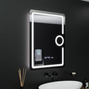Obdélníkové LED zrcadlo, 60x80cm, Eclat MotionGlow Marcello, Hodiny a teploměr, Demister System, Kosmetická lupa, Dimabila Zrcadla Marcello Výchozí název Alessandro Design