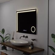 Obdélníkové LED zrcadlo, 80x60cm, Precision MotionGlow Marcello, Systém odmlžování, Hodiny & Teploměr, Kosmetická lupa, Stmívatelné Marcello Zrcadla Výchozí název Alessandro Design