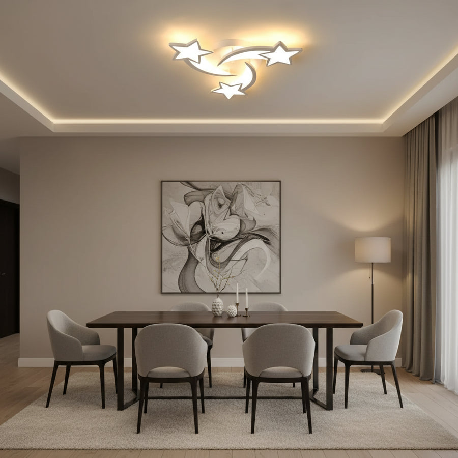 LED lustr s dálkovým ovládáním IPOMOEA 51W, 3 hvězdičky, Studené/Teplé/Neutrální světlo, Stmívatelné, Bílý LED lustr s dálkovým ovládáním Výchozí název Alessandro Design