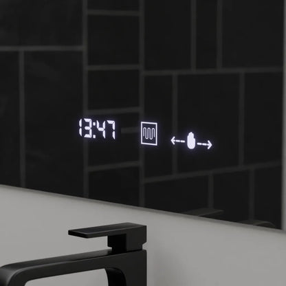Obdélníkové LED zrcadlo, 120x80cm, ABSOLU MotionGlow Marcello, systém odmlžování, hodiny a teploměr, kosmetická lupa, stmívatelná zrcátka Marcello Výchozí název Alessandro Design