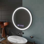 LED dotykové zrcátko NOVARA odmlžovací systém, hodiny a teplota 70 cm Černý rám broušená zrcátka Korman S Výchozí název Alessandro Design