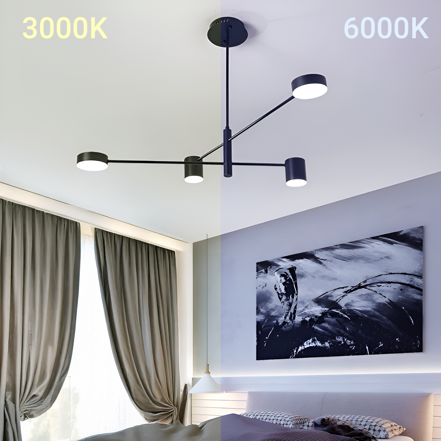 GALIOS LED lustr 48W, 4 prvky, studené/teplé/neutrální světlo, černá Moderní lustry Výchozí název Alessandro Design