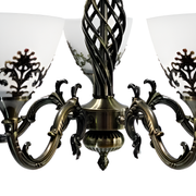 Rustikální lustr COTTAGE, 5XE27, starožitný bronz, kov a sklo Classic Candelabra Výchozí název Alessandro Design