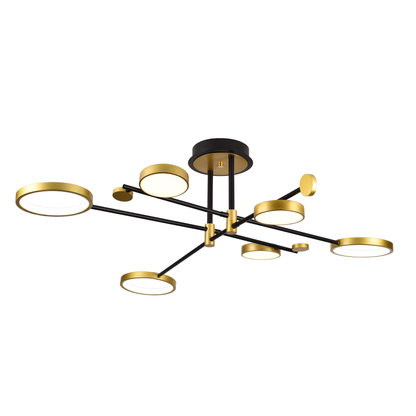 Lustra LED cu Telecomanda MARIA, 6 Elemente, 31W, Lumina Calda/Rece/Neutra 3000K/4000K/6000K, Dimabila, Auriu si Negru, Metal Lustre LED cu Telecomanda Default Title Alessandro Design