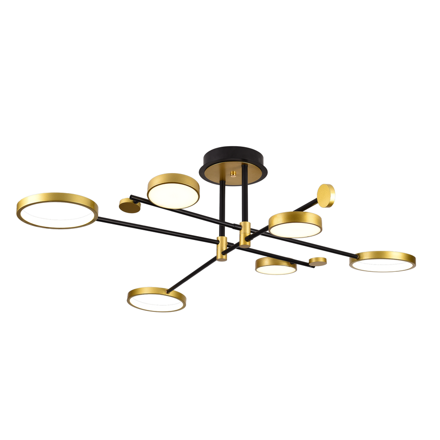 Lustra LED cu Telecomanda MARIA, 6 Elemente, 31W, Lumina Calda/Rece/Neutra 3000K/4000K/6000K, Dimabila, Auriu si Negru, Metal Lustre LED cu Telecomanda Default Title Alessandro Design