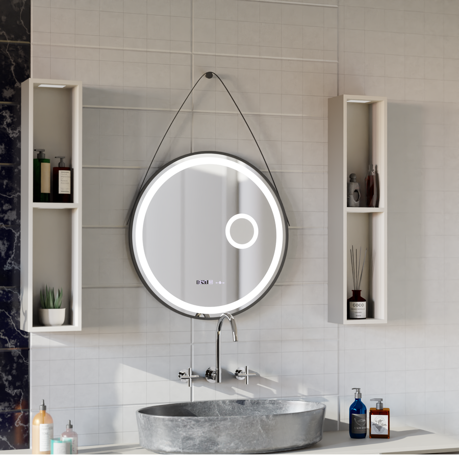 LED kulaté zrcadlo, 11W, 60cm, Micah Marcello MotionGlow Sensor, Demister System, Hodiny a teploměr, Kosmetická lupa, Stmívatelné Marcello Mirrors Výchozí název Alessandro Design