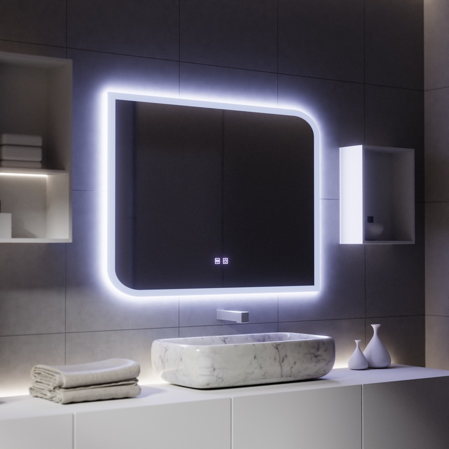 CLARIVO LED zrcadlo obdélníkové, 80X60cm, dotykové, Demister System Zrcadla Korman E Výchozí název Alessandro Design