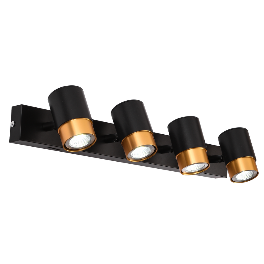 LED projektor se 4xGU10 reflektory, zlaté, kovové a akrylové moderní žárovkové lustry Výchozí název Alessandro Design