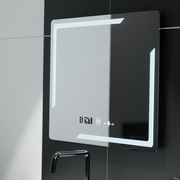 Obdélníkové LED zrcadlo, 80x60cm, Rayonnement MotionGlow Marcello, Demister System, Hodiny & Teploměr, Stmívatelná zrcátka Marcello Výchozí název Alessandro Design
