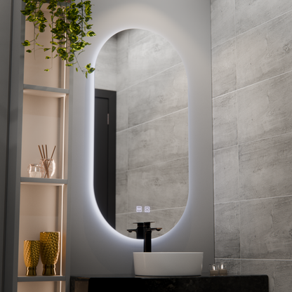 Oválné LED zrcadlo, 50x100cm, Velara Touch, Demister System, Stmívatelné