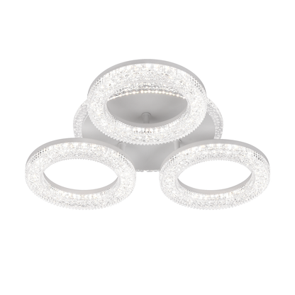 FREJA LED lustr s dálkovým ovládáním, 50W, 3000K/4000K/6000K, stmívatelný, bílý, krystaly, 3 kruhové LED lustry s dálkovým ovládáním Výchozí název Alessandro Design