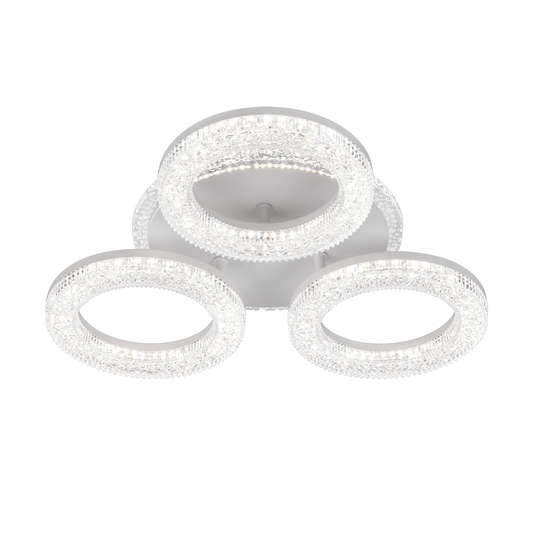 FREJA LED lustr s dálkovým ovládáním, 50W, 3000K/4000K/6000K, stmívatelný, bílý, krystaly, 3 kruhové LED lustry s dálkovým ovládáním Výchozí název Alessandro Design