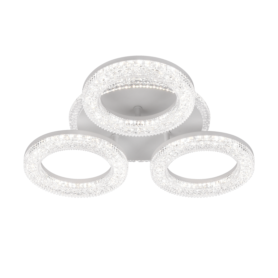 FREJA LED lustr s dálkovým ovládáním, 50W, 3000K/4000K/6000K, stmívatelný, bílý, krystaly, 3 kruhové LED lustry s dálkovým ovládáním Výchozí název Alessandro Design