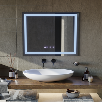 LED Touch MODENA Systém odmlžování zrcátek, hodiny a teplota 80x60 cm Zrcadla Korman S Výchozí název Alessandro Design