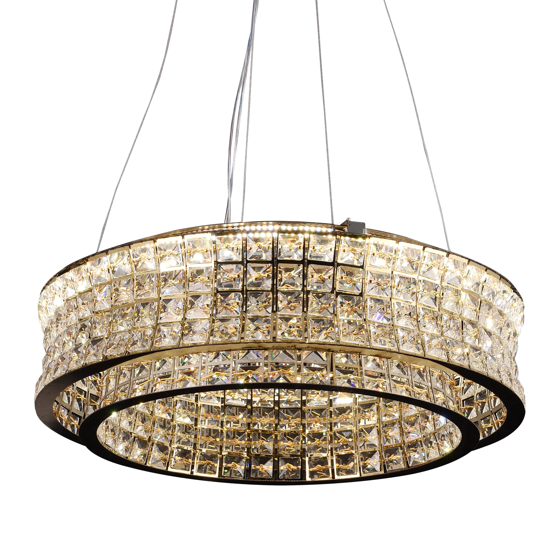 Lustra LED cu Telecomanda,LLC160/500GD, Cristal si Metal, 54W, Dimabila, Inaltime Reglabila, Lumina Rece/Calda/Neutra, Iluminat Luxos Lustre LED cu Telecomanda Default Title Alessandro Design