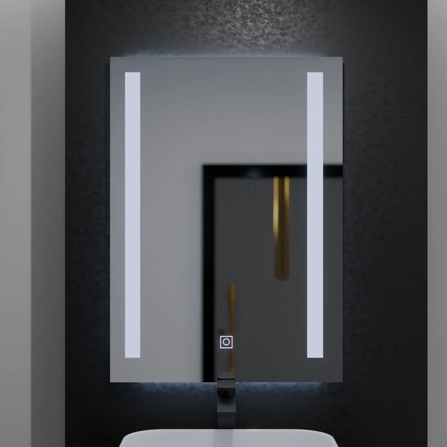 Obdélníkové LED zrcadlo, 50x70cm, Dual Light Základní dotyková LED zrcadla Výchozí název Alessandro Design