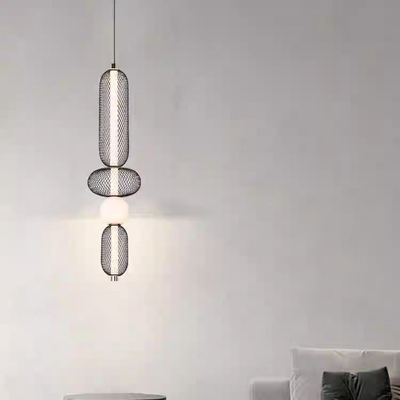 Závěsný LED lustr LM551/4BK, 24W, Světlo 3000/4000/6000K, Černý, Nastavitelná výška