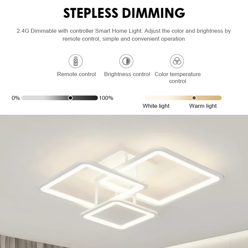 Lustra LED cu telecomanda ZOE, 60W, 3 Patrate, lumina Rece/Calda/Neutra, Dimabila, Alb Lustre LED cu Telecomanda Default Title Alessandro Design