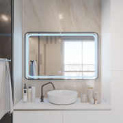 Obdélníkové LED zrcadlo 100x65cm EDGE Touch Demister System, černý rám zrcadla Korman E Výchozí název Alessandro Design