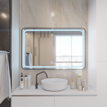 Obdélníkové LED zrcadlo 100x65cm EDGE Touch Demister System, černý rám zrcadla Korman E Výchozí název Alessandro Design