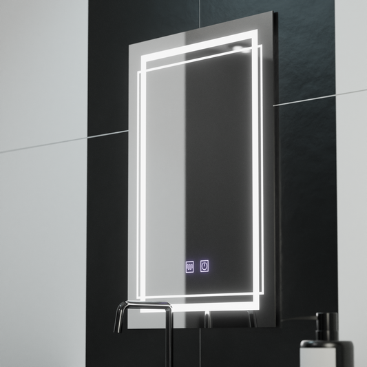 Obdélníkové LED zrcadlo, 60x80cm, KOVEN Touch, Demister System, Stmívatelná zrcátka Korman E Výchozí název Alessandro Design
