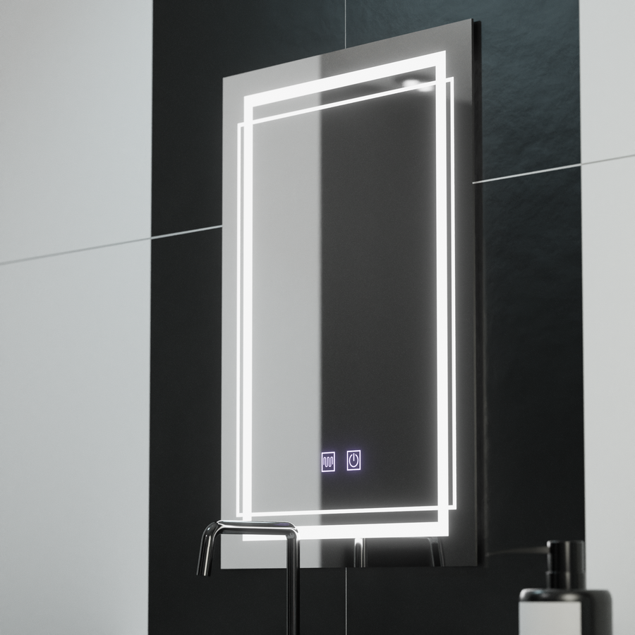 Obdélníkové LED zrcadlo, 60x80cm, KOVEN Touch, Demister System, Stmívatelná zrcátka Korman E Výchozí název Alessandro Design