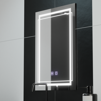 Obdélníkové LED zrcadlo, 60x80cm, KOVEN Touch, Demister System, Stmívatelné