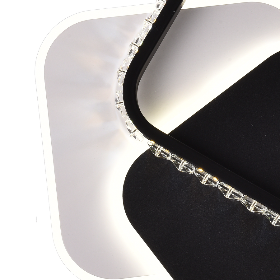 Křišťálový LED lustr PRISMIQ 39W, 3 čtverce, studené/teplé/neutrální světlo, černé LED lustry Výchozí název Alessandro Design