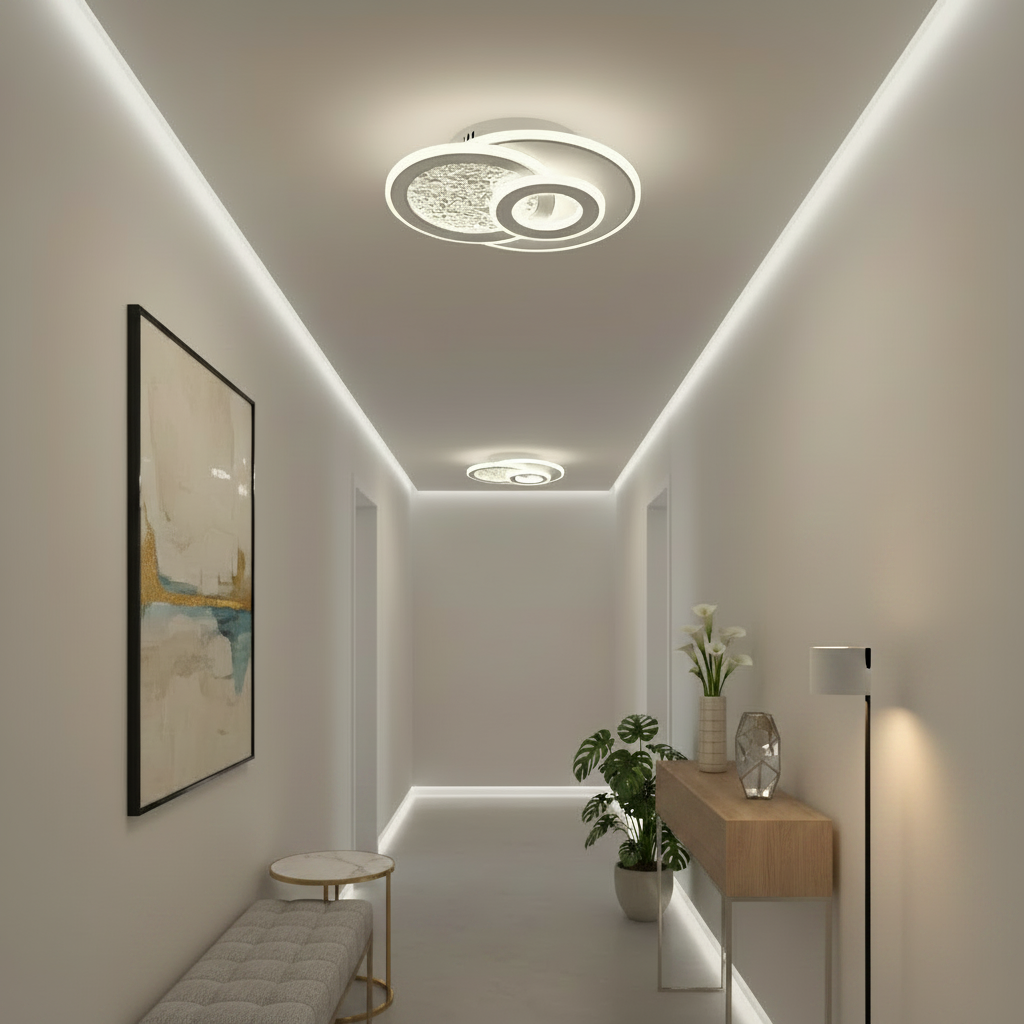 KOMPACTO LED lustr 47W, 3 kruhy, studené/teplé/neutrální světlo, bílé LED lustry Výchozí název Alessandro Design
