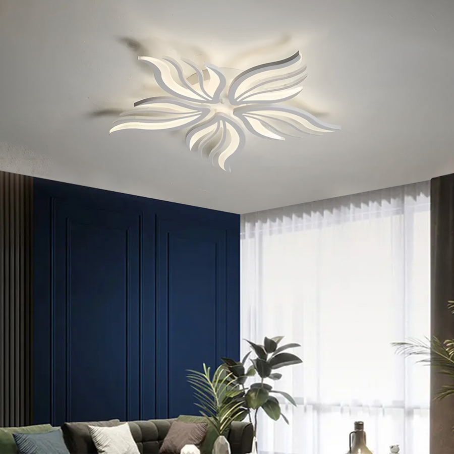LED lustr s dálkovým ovládáním SAKURA 62W, 5 okvětních lístků, studené/teplé/neutrální světlo, stmívatelné, bílý LED lustr s dálkovým ovládáním Výchozí název Alessandro Design