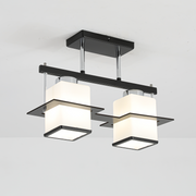 Klasický lustr Aramis s dřevěným čtvercovým stínidlem 2X E27 Šedočerný Klasické lustry Výchozí název Alessandro Design