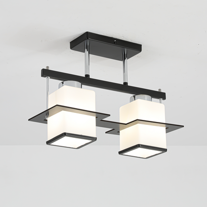 Klasický lustr Aramis s dřevěným čtvercovým stínidlem 2X E27 Šedočerný Klasické lustry Výchozí název Alessandro Design