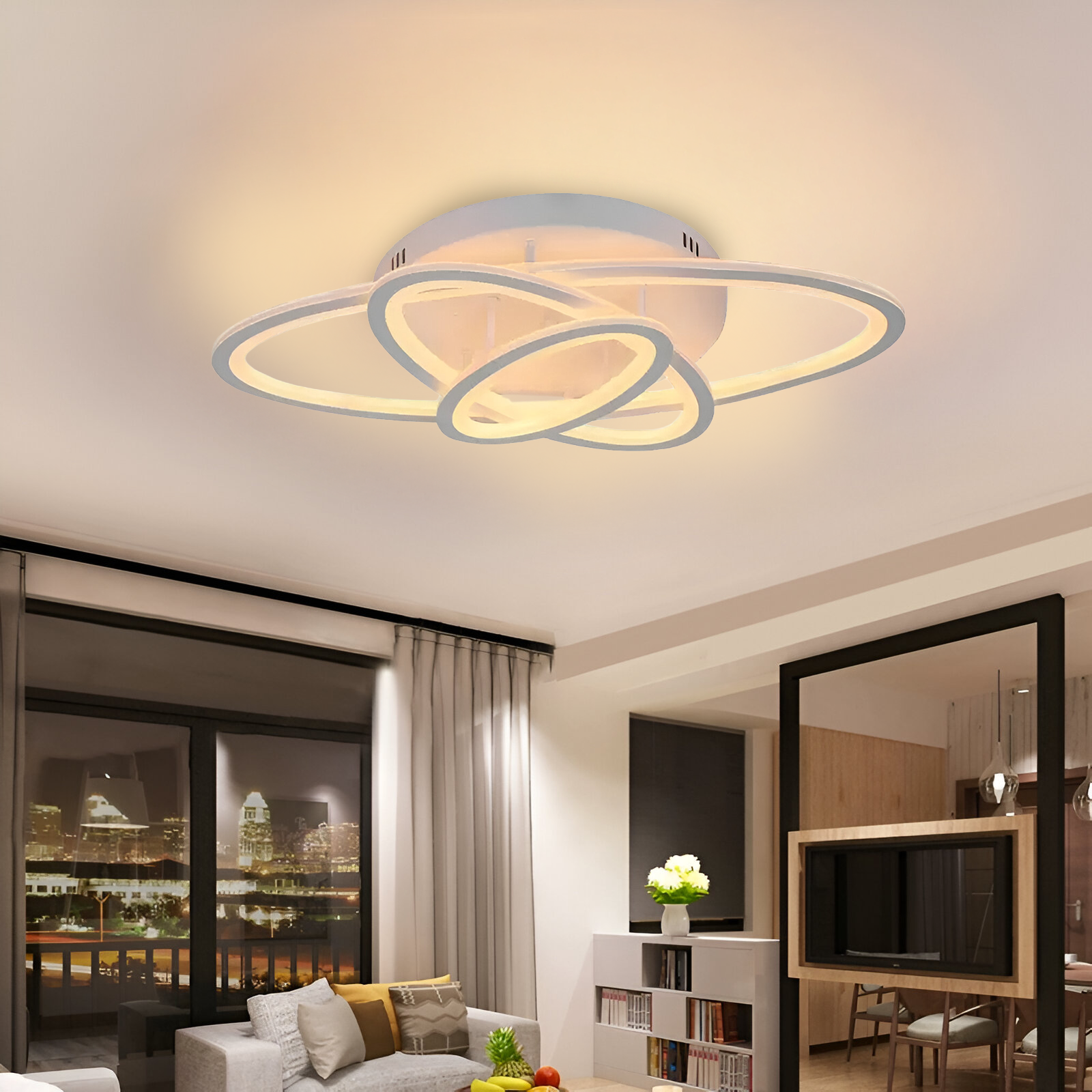 LED lustr s dálkovým ovládáním TIANA 78W, 3 elipsy, studené/teplé/neutrální světlo, stmívatelné, bílý LED lustr s dálkovým ovládáním Výchozí název Alessandro Design