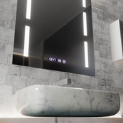 Zrcadlo LED Touch Erich S86/60X80 Systém odmlžování, hodiny a teplota 60x80 cm Zrcadla Korman S Výchozí název Alessandro Design