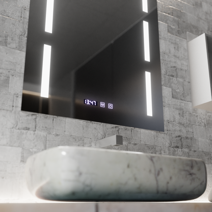 Zrcadlo LED Touch Erich S86/60X80 Systém odmlžování, hodiny a teplota 60x80 cm Zrcadla Korman S Výchozí název Alessandro Design