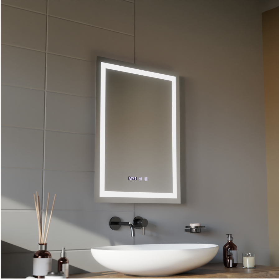 MODENA LED Touch Mirror Odmlžovací systém, hodiny a teplota 60x80 cm Korman S Mirrors Výchozí název Alessandro Design