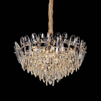 Křišťálový lustr, Magno 11xE14, průměr 60 cm, lesklé zlato, nastavitelná výška, kov a křišťál