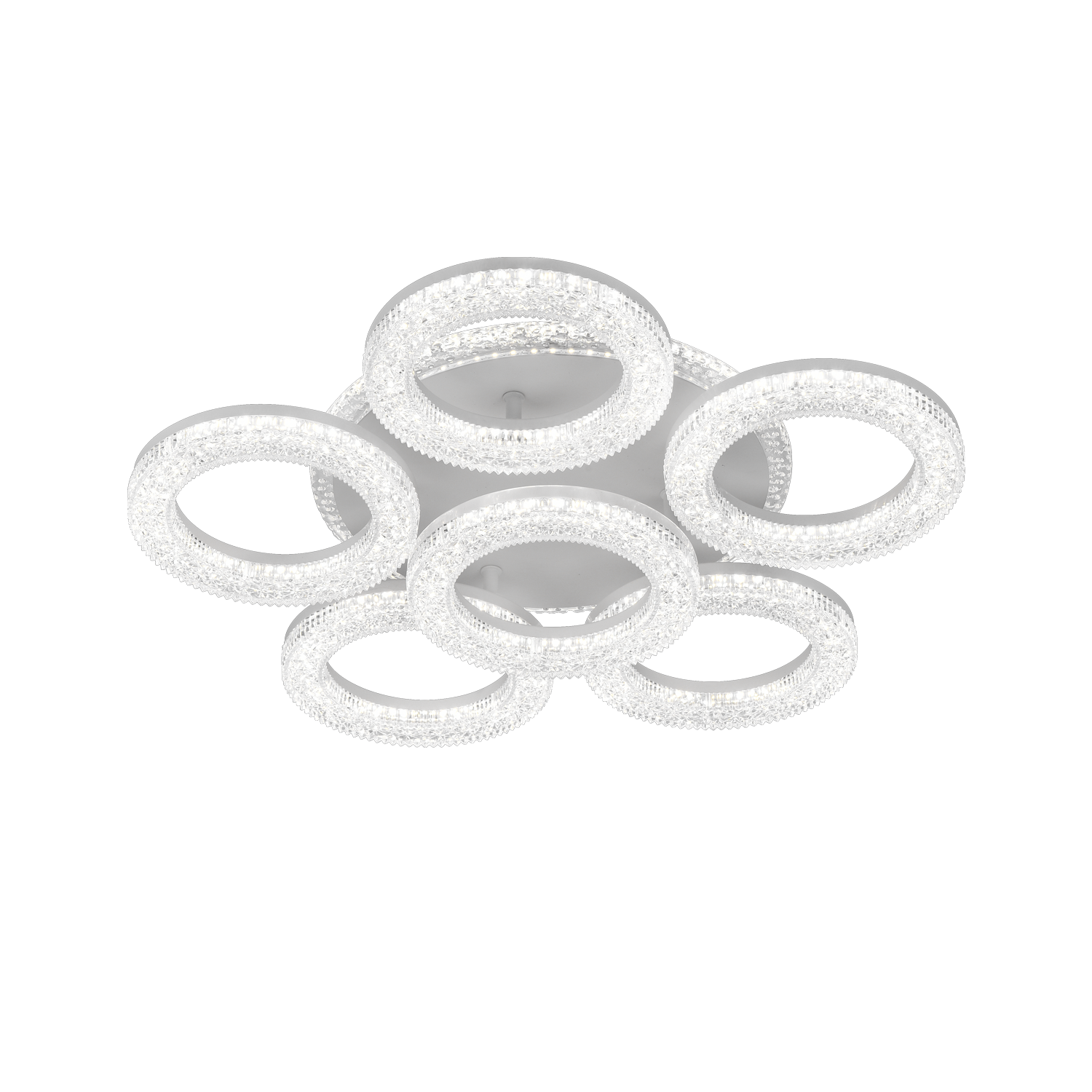 FREJA LED lustr s dálkovým ovládáním, 51cm, 90W, 3000K/4000K/6000K, stmívatelný, bílý, krystaly, 6 kruhů LED lustry s dálkovým ovládáním Výchozí název Alessandro Design