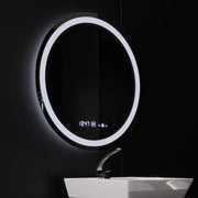 Kulaté LED zrcadlo, průměr 50 cm, Celeste MotionGlow Marcello, systém odmlžování, hodiny a teploměr, stmívatelné, teplé neutrální studené světlo 3000K/4000K/6000K Marcello Mirrors Výchozí název Alessandro Design