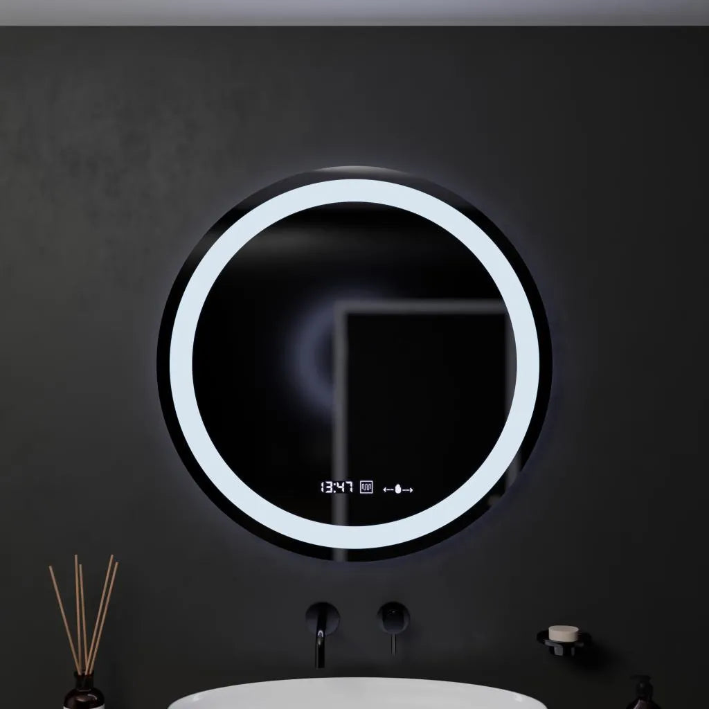 Kulaté LED zrcadlo, 60 cm, Celeste MotionGlow Marcello, Demister System, Hodiny & Teploměr, Stmívatelné, Teplé Neutrální Studené světlo 3000K/4000K/6000K Zrcadla Marcello Výchozí název Alessandro Design