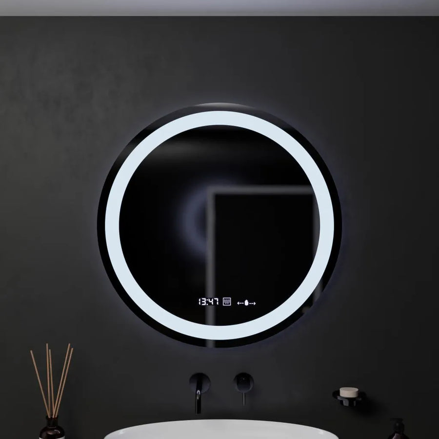 Kulaté LED zrcadlo, 60 cm, Celeste MotionGlow Marcello, Demister System, Hodiny & Teploměr, Stmívatelné, Teplé Neutrální Studené světlo 3000K/4000K/6000K Zrcadla Marcello Výchozí název Alessandro Design