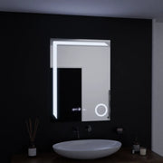Obdélníkové LED zrcadlo, 60x80cm, Precision MotionGlow Marcello, Systém odmlžování, Hodiny & Teploměr, Kosmetická lupa, Stmívatelná zrcátka Marcello Výchozí název Alessandro Design