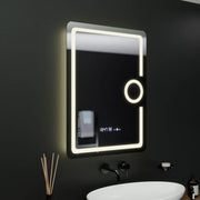 Obdélníkové LED zrcadlo, 60x80cm, Eclat MotionGlow Marcello, Hodiny a teploměr, Demister System, Kosmetická lupa, Dimabila Zrcadla Marcello Výchozí název Alessandro Design