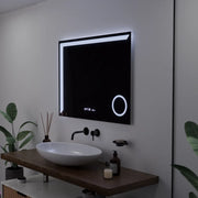Obdélníkové LED zrcadlo, 80x60cm, Precision MotionGlow Marcello, Systém odmlžování, Hodiny & Teploměr, Kosmetická lupa, Stmívatelné Marcello Zrcadla Výchozí název Alessandro Design