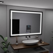 Obdélníkové LED zrcadlo, 100x65cm, Verite Majeste Noir Motion Glow Marcello, systém odmlžování, hodiny a teploměr, stmívatelná zrcátka Marcello Výchozí název Alessandro Design