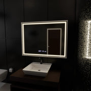 Obdélníkové LED zrcadlo, 120x80cm, Verite Imperial Silver Motion Glow Marcello, systém odmlžování, hodiny a teploměr, stmívatelná zrcátka Marcello Výchozí název Alessandro Design